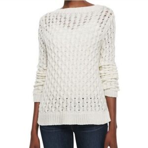 Theory Koralyn Off-White Wide Stitch Knit Sweater Size Small